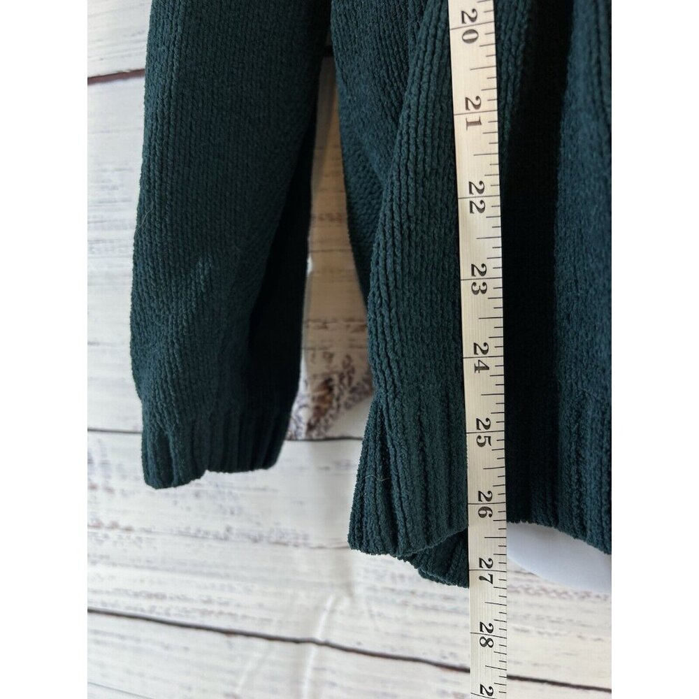 J.JILL $79 Solid Green Chenille Soft Cable Knit Pullover Sweater Top Size Large - Picture 6 of 11